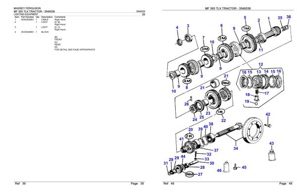 Massey Ferguson MF 393 TLX Tractor Parts Catalog 3540039 2