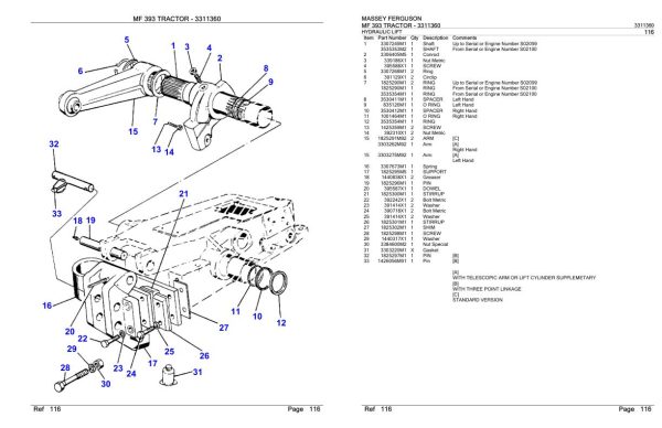 Massey Ferguson MF 393 Tractor Parts Catalog 3311360 2
