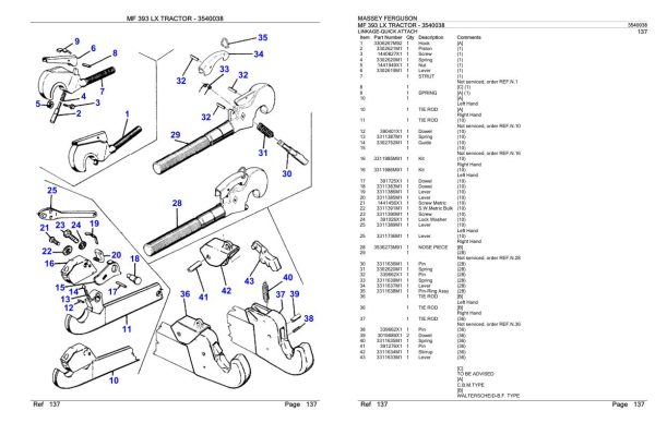 Massey Ferguson MF 393 Tractor Parts Catalog 3540038 2