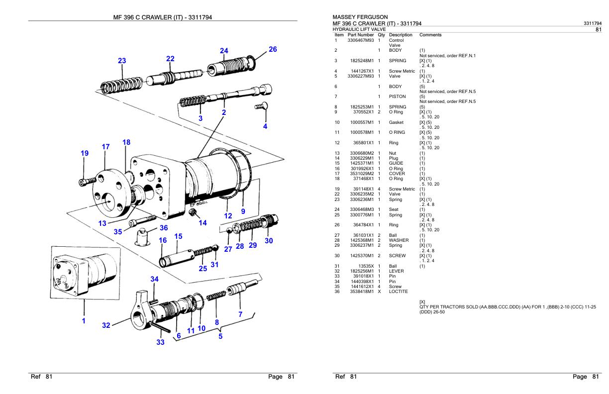 Massey Ferguson MF 396 C Crawler IT Parts Catalog 3311794
