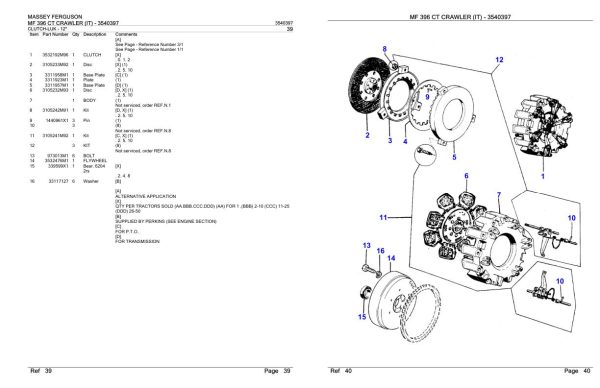 Massey Ferguson MF 396 CT Crawler IT Parts Catalog 3540397 1