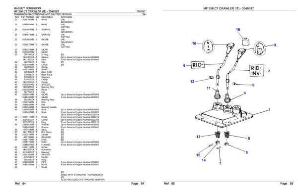 Massey Ferguson MF 396 CT Crawler IT Parts Catalog 3540397 2