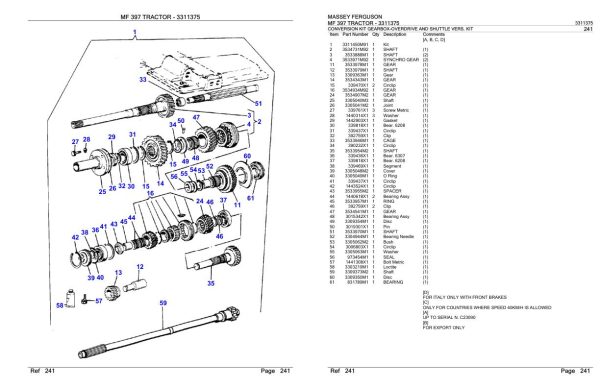 Massey Ferguson MF 397 Tractor Parts Catalog 3311375 1