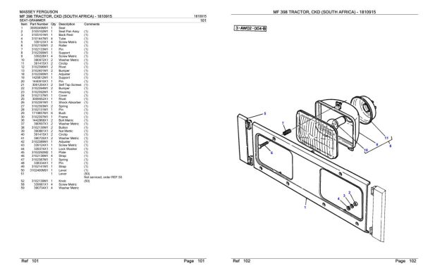 Massey Ferguson MF 398 Tractor Parts Catalog 1810915 2
