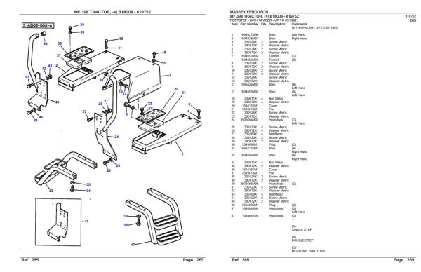 Massey Ferguson MF 398 Tractor Parts Catalog 819752 1