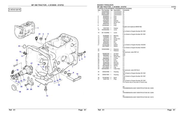 Massey Ferguson MF 398 Tractor Parts Catalog 819752 2