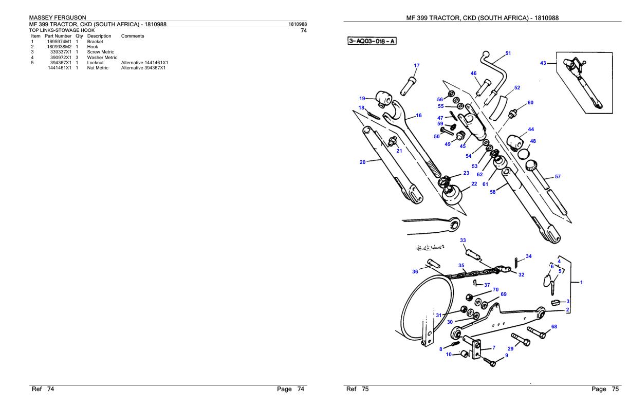 Massey Ferguson MF 399 Tractor Parts Catalog 1810988 1
