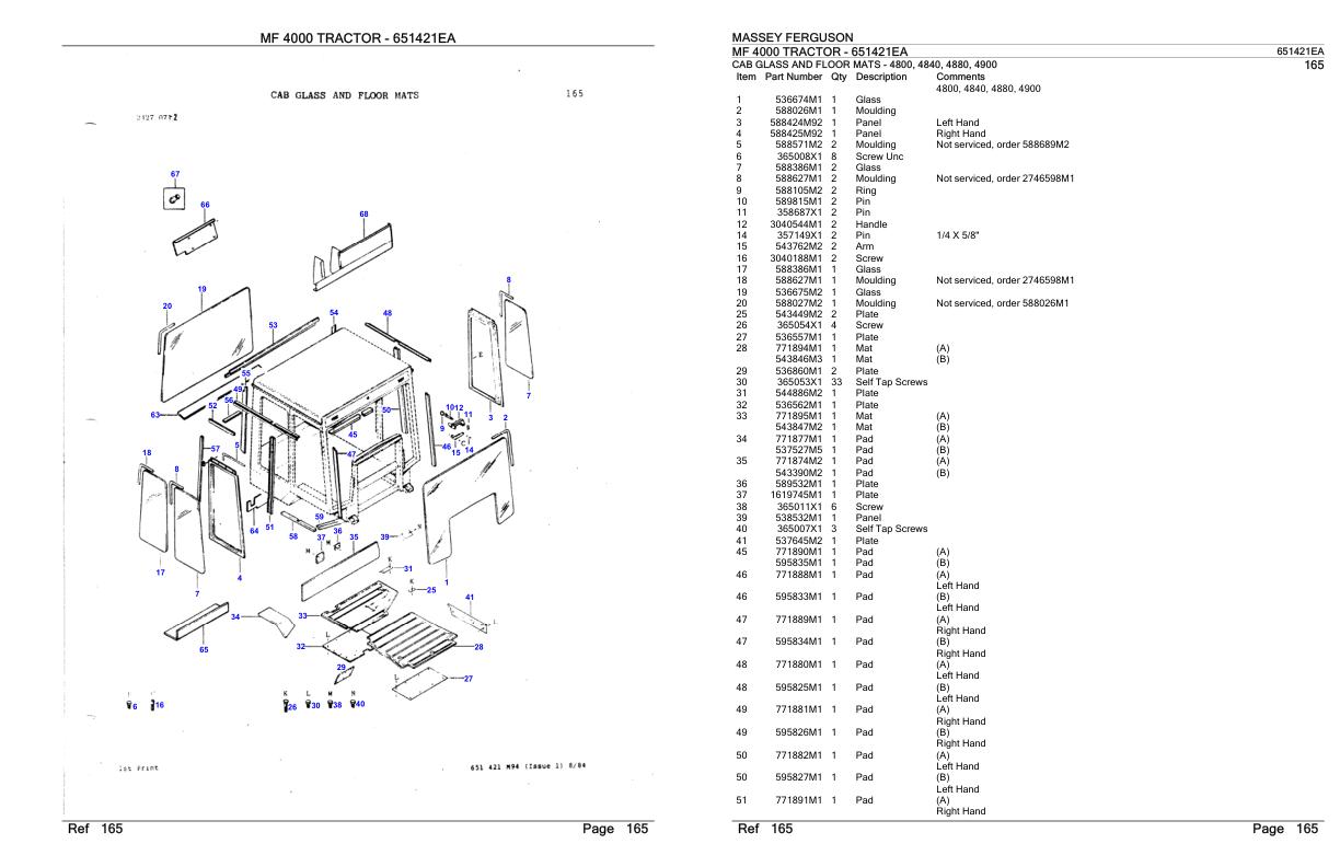 Massey Ferguson MF 4000 Tractor Parts Catalog 651421EA 1