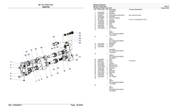 Massey Ferguson MF 415 Tractor Parts Catalog CPE415 1
