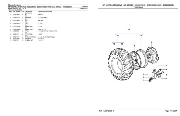 Massey Ferguson MF 425 Tractor Parts Catalog C042502 2