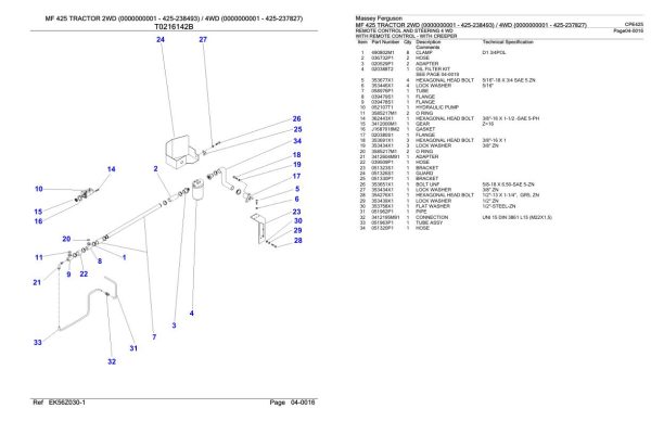 Massey Ferguson MF 425 Tractor Parts Catalog CPE425 1