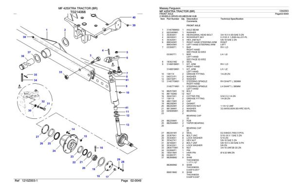 Massey Ferguson MF 425XTRA Tractor Parts Catalog C042503 1
