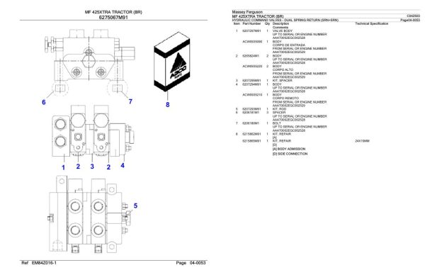Massey Ferguson MF 425XTRA Tractor Parts Catalog C042503 2