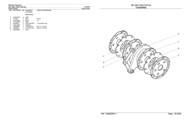 Massey Ferguson MF 4292 Tractor Parts Catalog C429202 2