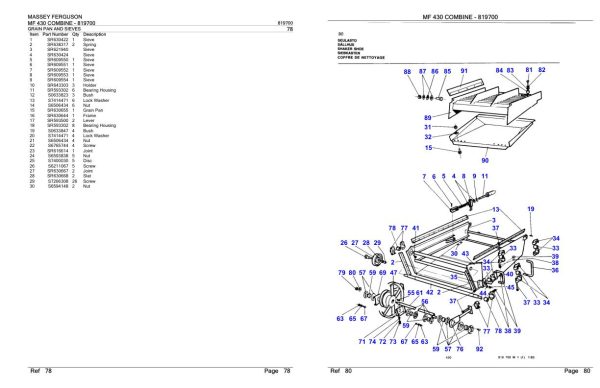 Massey Ferguson MF 430 Combine Parts Catalog 819700 2