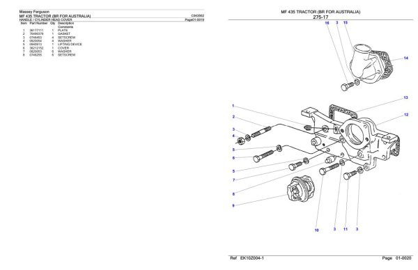 Massey Ferguson MF 435 Tractor Parts Catalog C043502 1