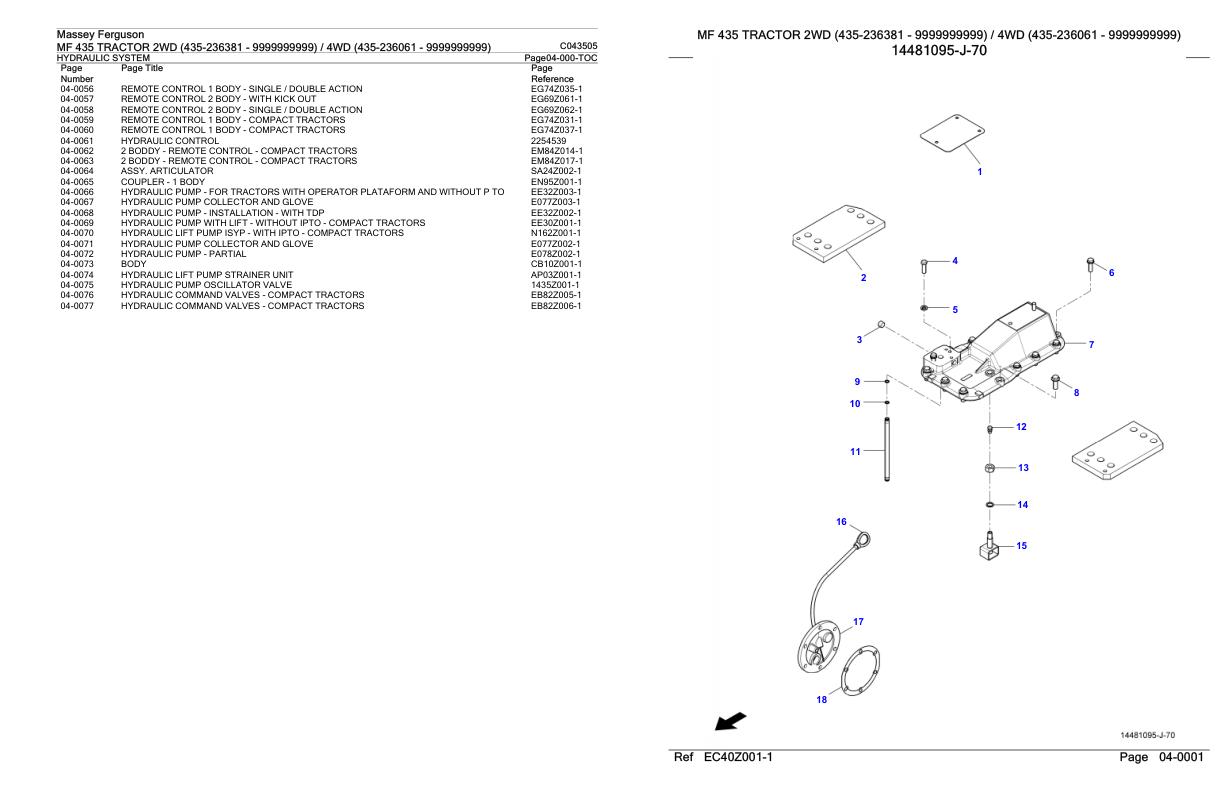 Massey Ferguson MF 435 Tractor Parts Catalog C043505 1