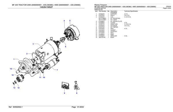 Massey Ferguson MF 435 Tractor Parts Catalog CPE435 1