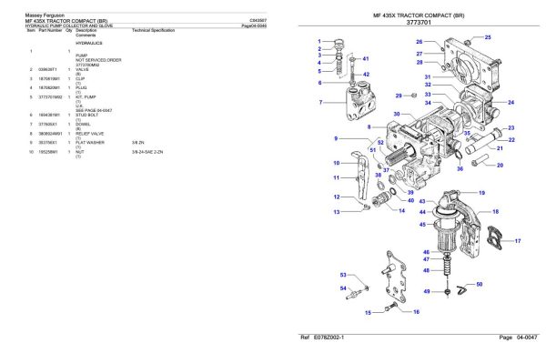 Massey Ferguson MF 435X Tractor Compact BR Parts Catalog C043507 1