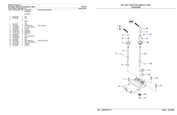 Massey Ferguson MF 435X Tractor Compact BR Parts Catalog C043507 2