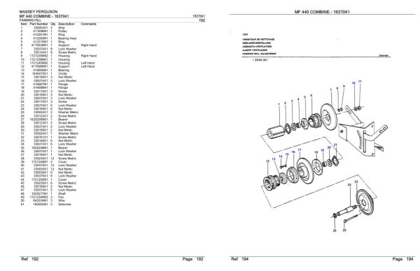 Massey Ferguson MF 440 Combine Parts Catalog 1637041 1