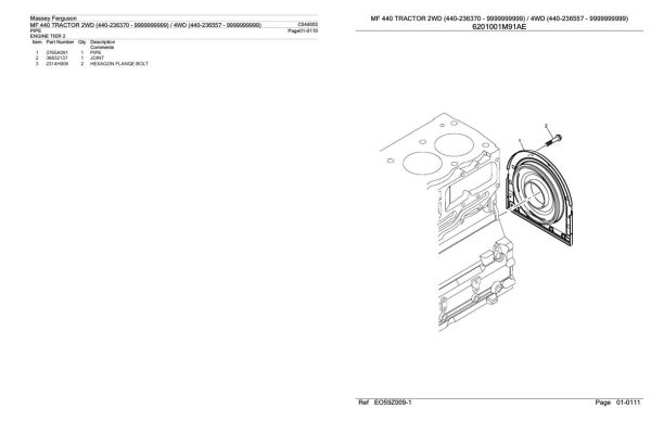 Massey Ferguson MF 440 Tractor Parts Catalog C044003 1