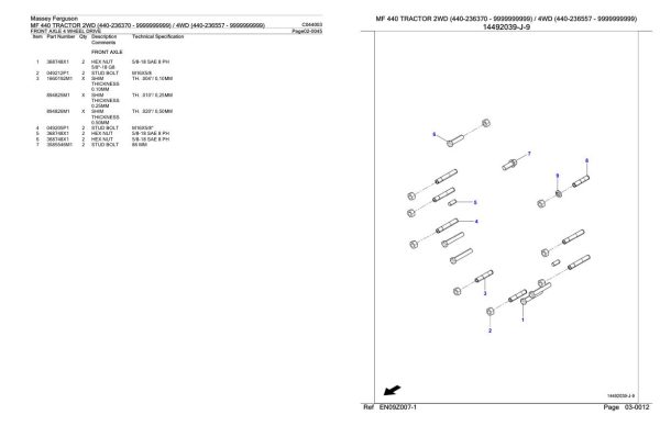 Massey Ferguson MF 440 Tractor Parts Catalog C044003 2