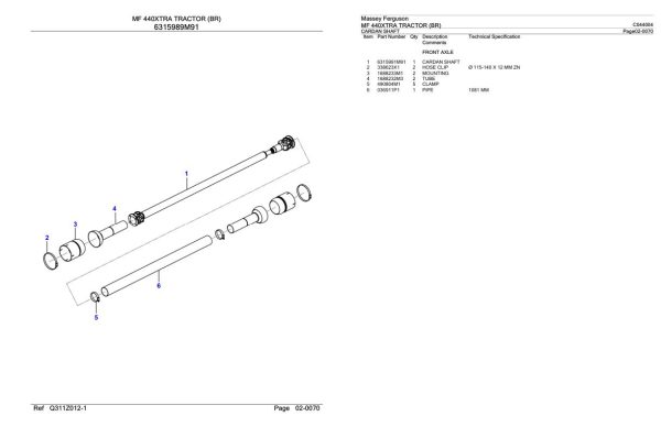 Massey Ferguson MF 440XTRA Tractor Parts Catalog C044004 1