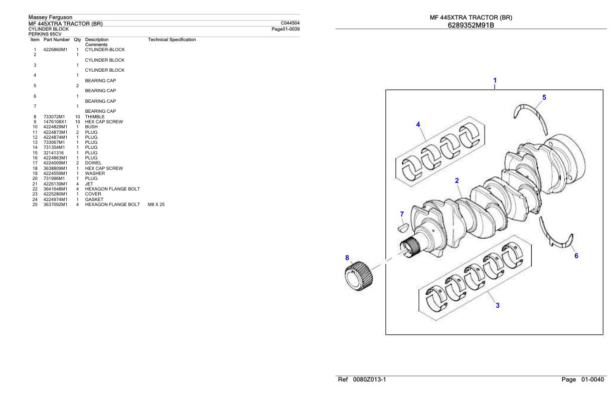 Massey Ferguson MF 445XTRA Tractor Parts Catalog C044504 1