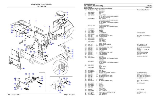 Massey Ferguson MF 445XTRA Tractor Parts Catalog C044504 2