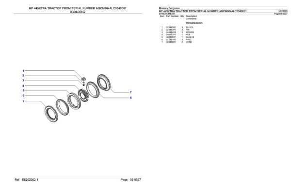 Massey Ferguson MF 445XTRA Tractor Parts Catalog C044505 2