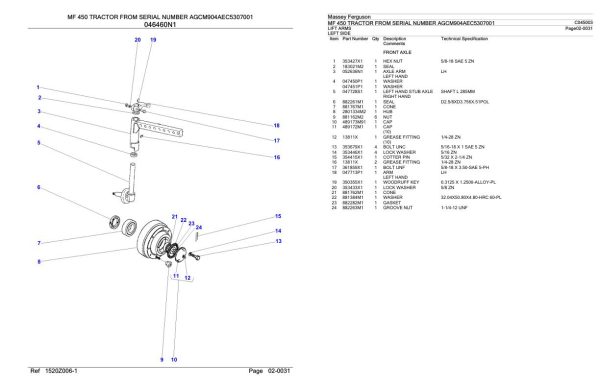 Massey Ferguson MF 450 Tractor Parts Catalog C045003 1
