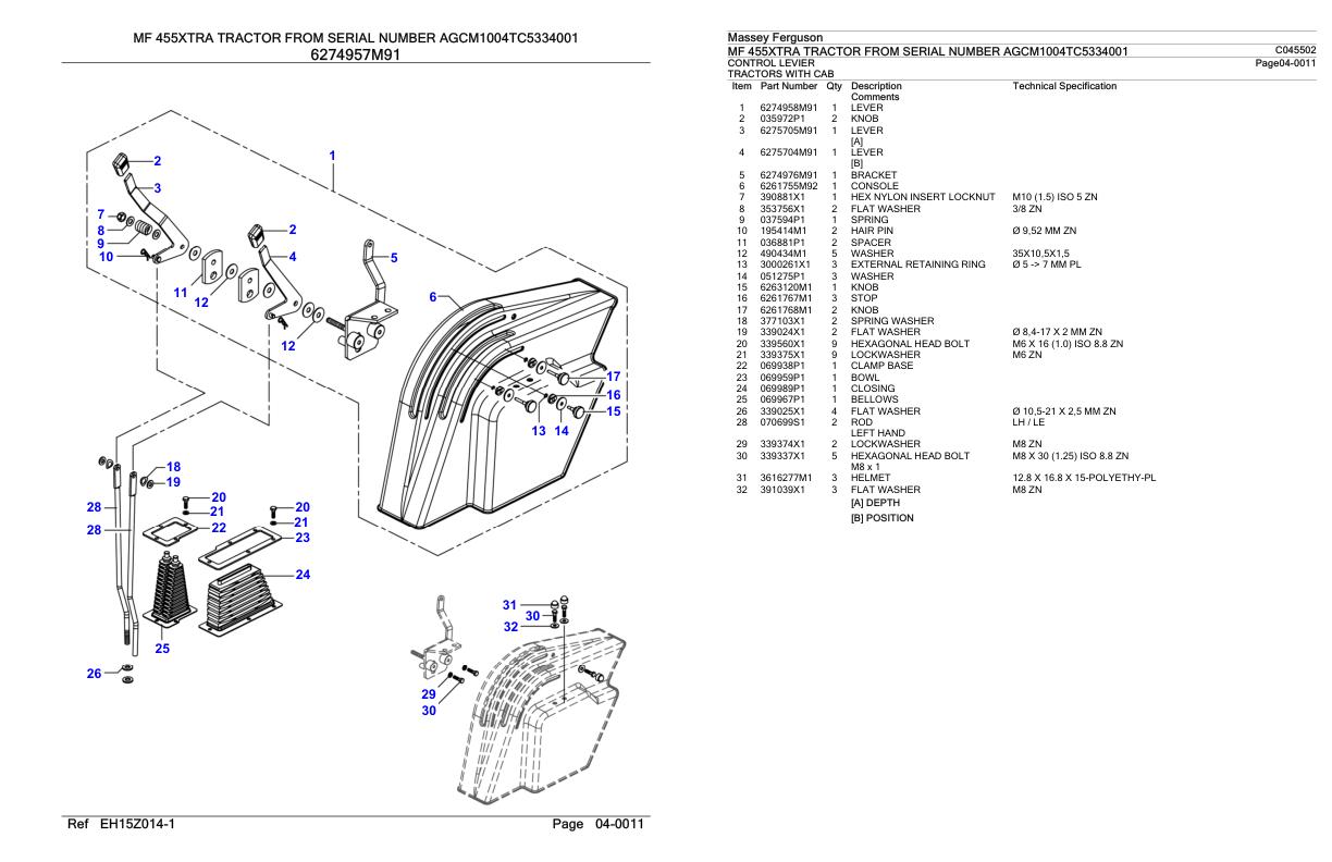 Massey Ferguson MF 455XTRA Tractor Parts Catalog C045502 1