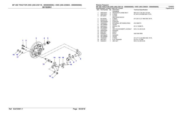 Massey Ferguson MF 460 Tractor Parts Catalog C046003 2
