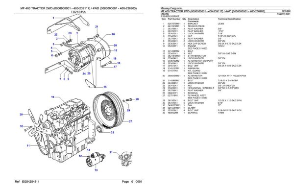 Massey Ferguson MF 460 Tractor Parts Catalog CPE460 1