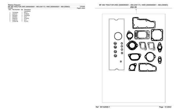 Massey Ferguson MF 460 Tractor Parts Catalog CPE460 2