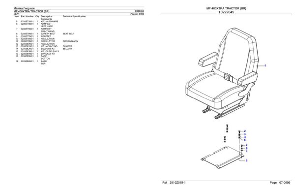 Massey Ferguson MF 460XTRA Tractor Parts Catalog C046004 1