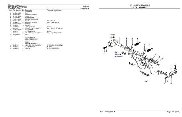 Massey Ferguson MF 461XTRA Tractor Parts Catalog C046006 2