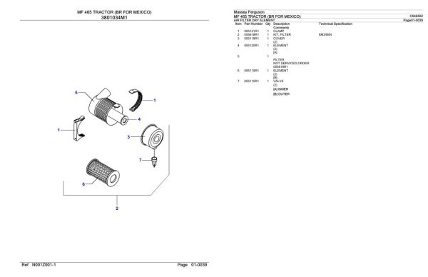 Massey Ferguson MF 465 Tractor Parts Catalog C046502 1