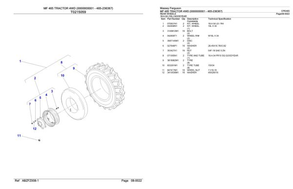 Massey Ferguson MF 465 Tractor Parts Catalog CPE465 1