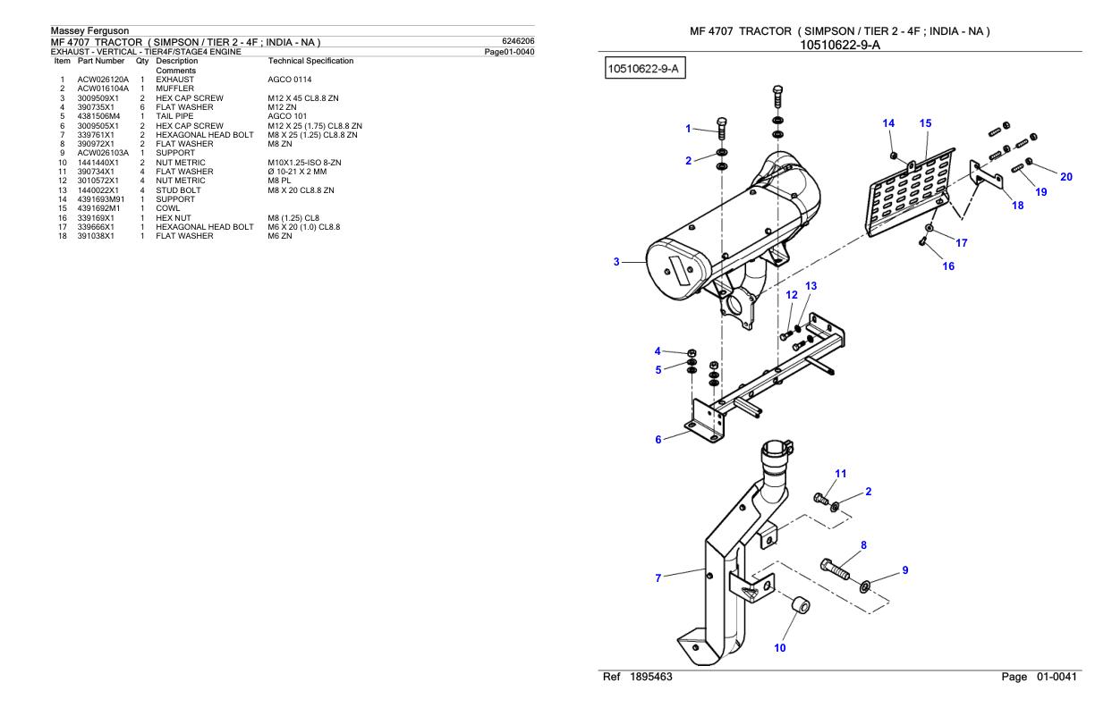 Massey Ferguson MF 4707 Tractor Parts Catalog 6246206 1