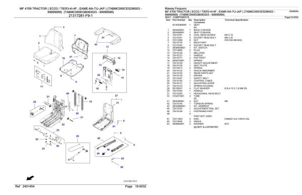Massey Ferguson MF 4709 Tractor Parts Catalog 6246204 1