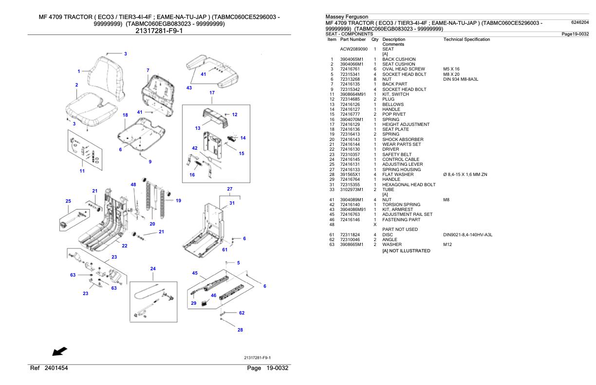 Massey Ferguson MF 4709 Tractor Parts Catalog 6246204 1