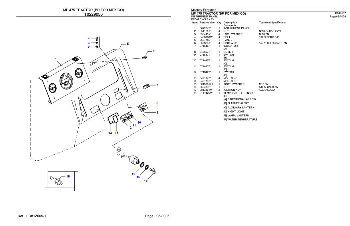 Massey Ferguson MF 475 Tractor Parts Catalog C047502 1