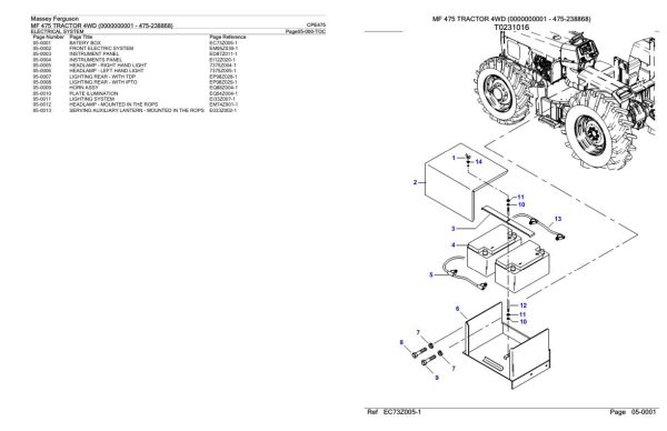 Massey Ferguson MF 475 Tractor Parts Catalog CPE475 2