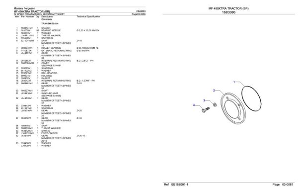 Massey Ferguson MF 480XTRA Tractor Parts Catalog C048003 1