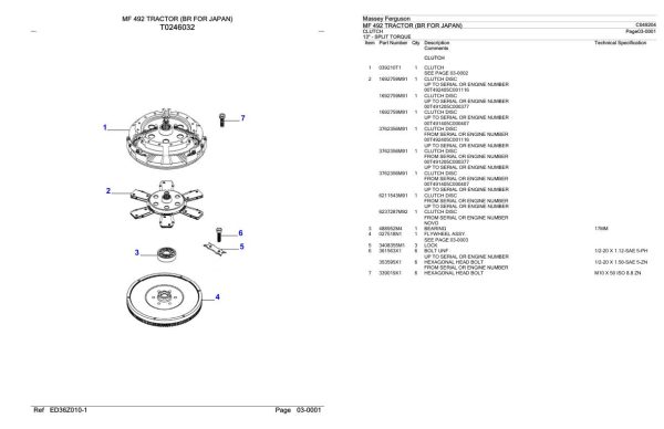 Massey Ferguson MF 492 Tractor Parts Catalog C049204 2