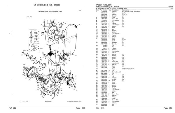 Massey Ferguson MF 500 Combine GB Parts Catalog 819506 2