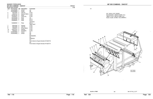 Massey Ferguson MF 506 Combine Parts Catalog 1646197 1