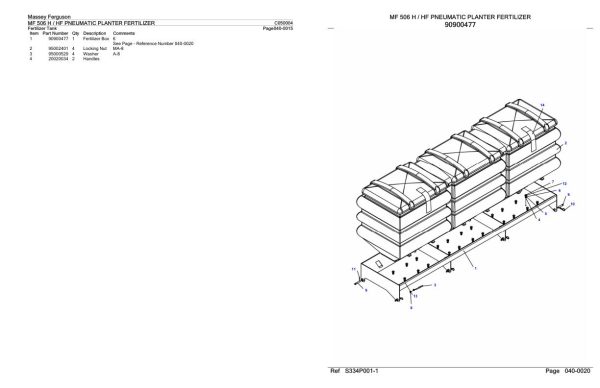 Massey Ferguson MF 506 H HF Pneumatic Planter Fertilizer Parts Catalog C050004 1